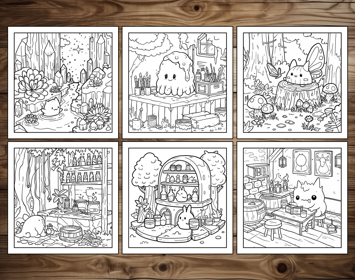 101 Kawaii Monster Corners Cute & Cozy Coloring Pages - Instant Download - Printable PDF