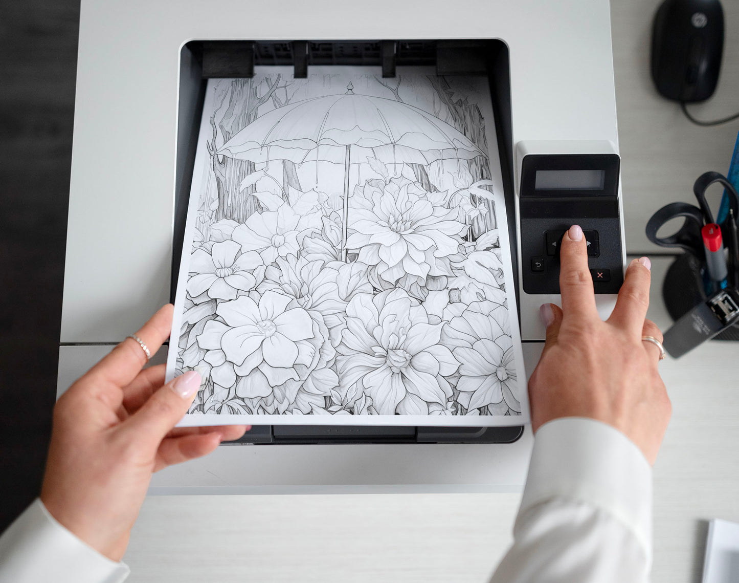 50 Autumn Umbrella Grayscale Coloring Pages - Instant Download - Printable PDF Dark/Light