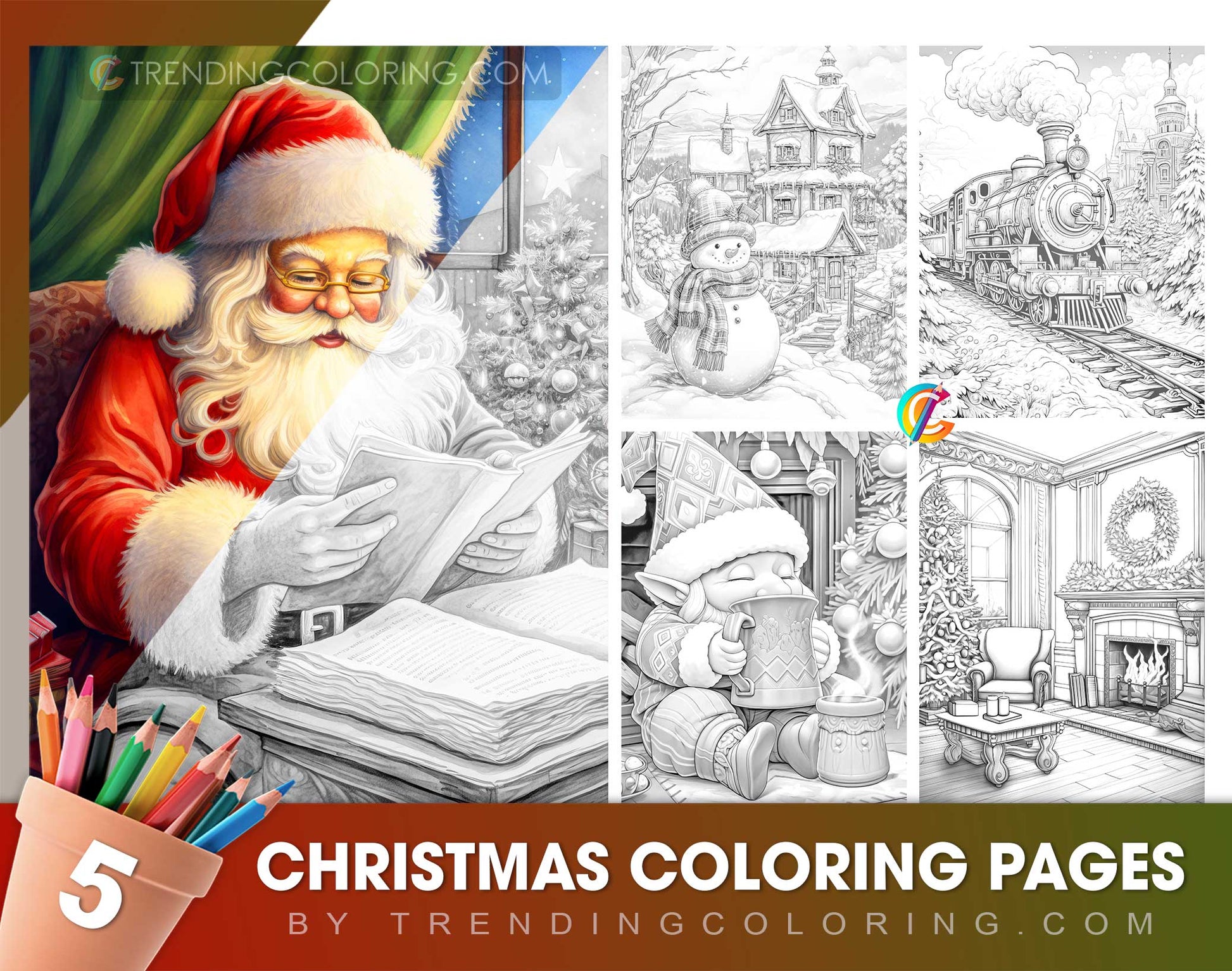 Free Christmas Coloring Pages - Instant Download Freepage