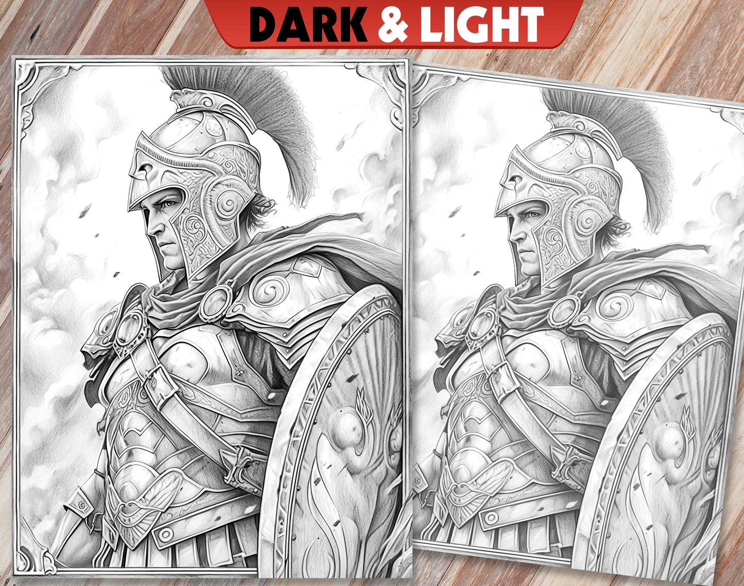 25 Greek Mythology Grayscale Coloring Pages - Instant Download - Printable PDF Dark/Light