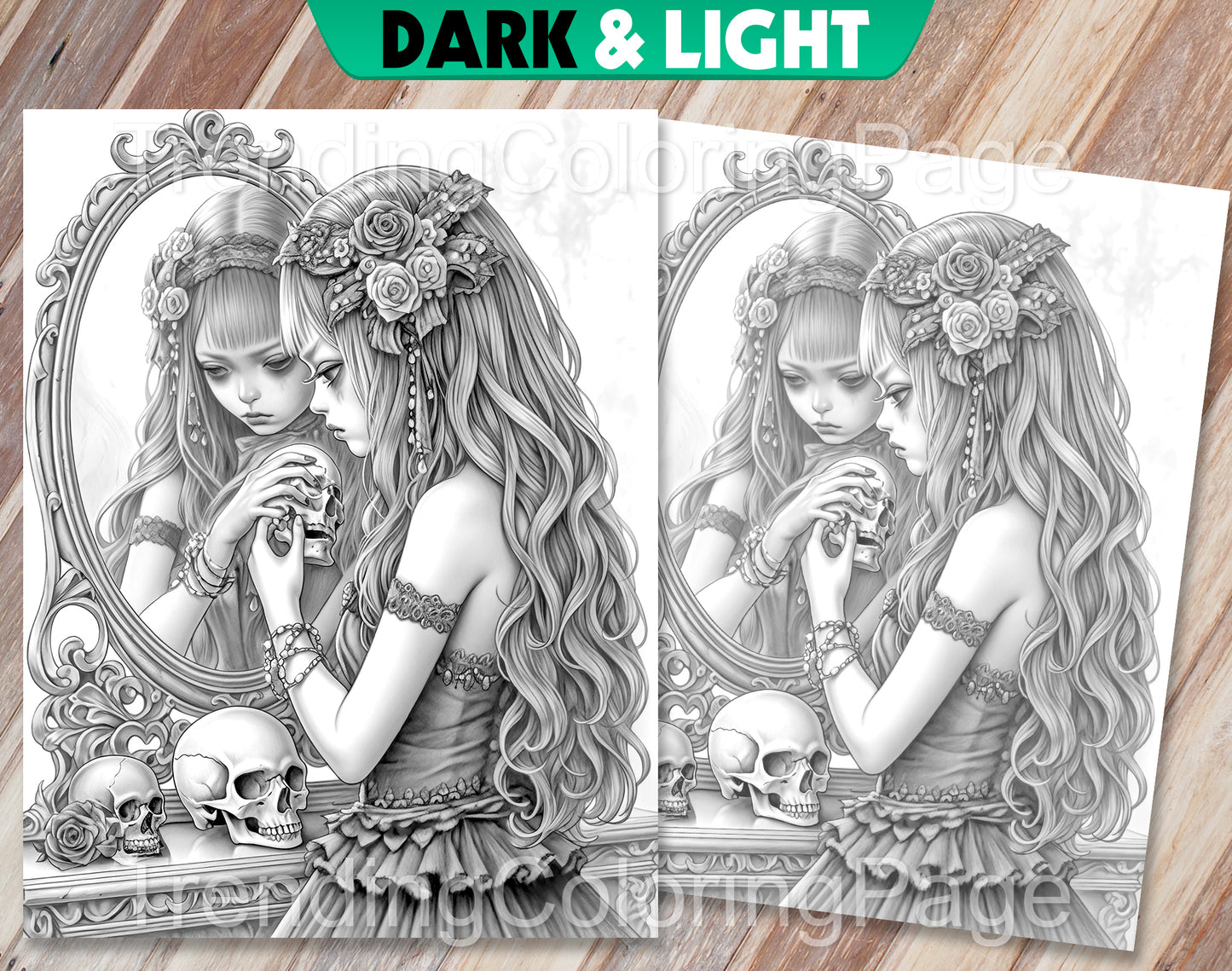 30 Little Gothic Princess Grayscale Coloring Pages  - Instant Download - Printable PDF Dark/Light