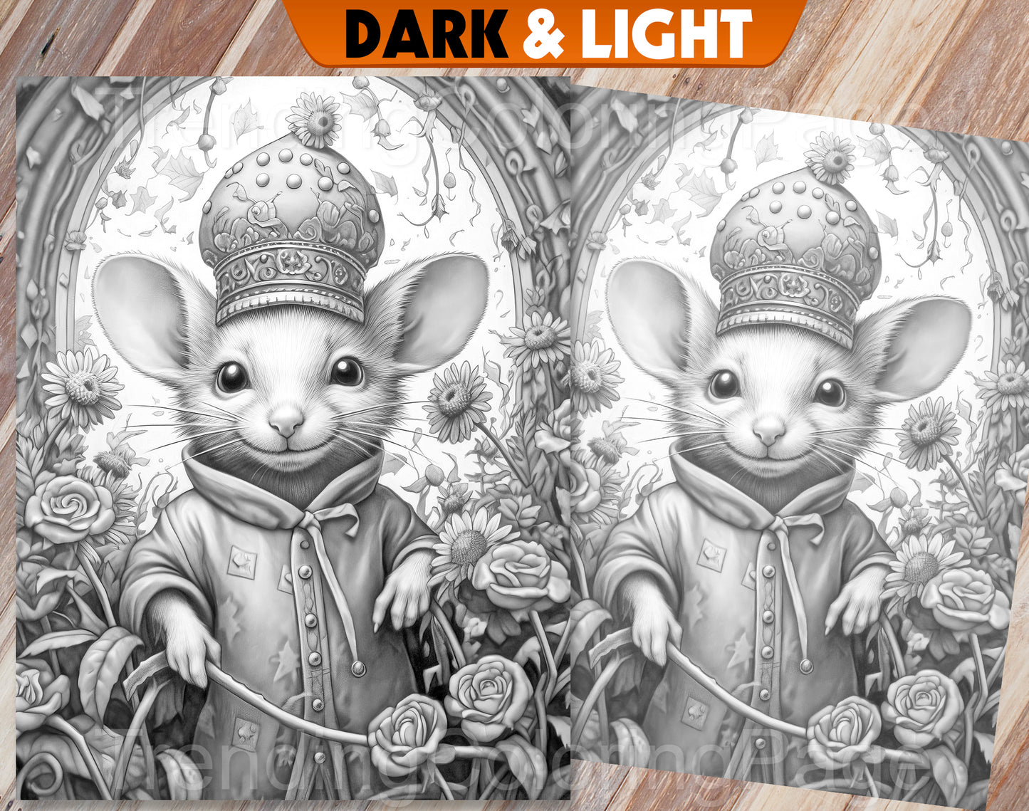 30 The Little Mouse Prince Grayscale Coloring Pages - Instant Download - Printable PDF Dark/Light
