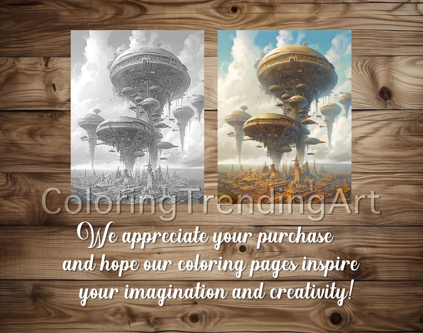 25 Airborne Kingdom Grayscale Coloring Pages for Adults, Kids, Instant Download, Dark/Light Illustration PDF - TrendingColoring