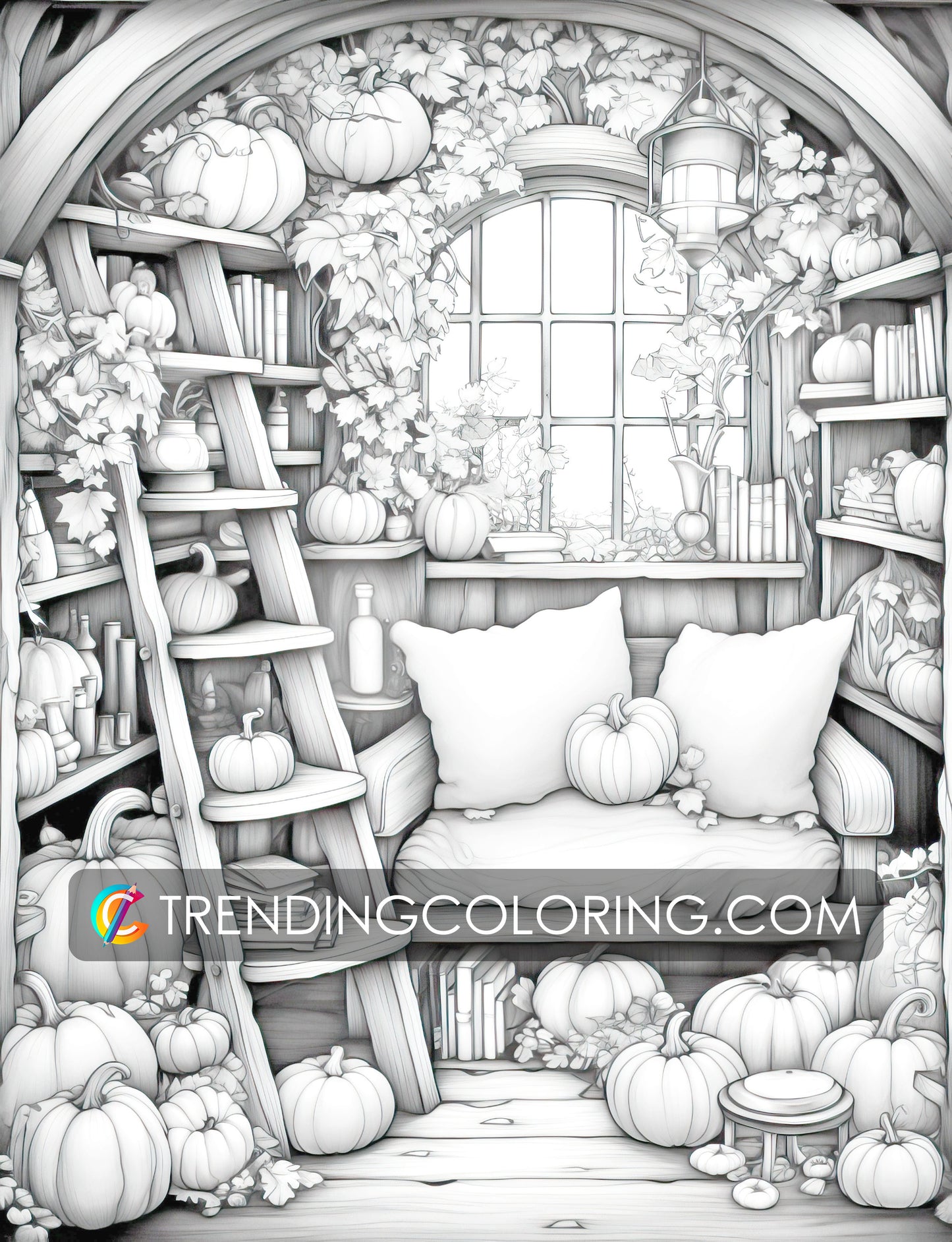 Free Fall Coloring Pages - Autumn Vibe - Pumpkin House