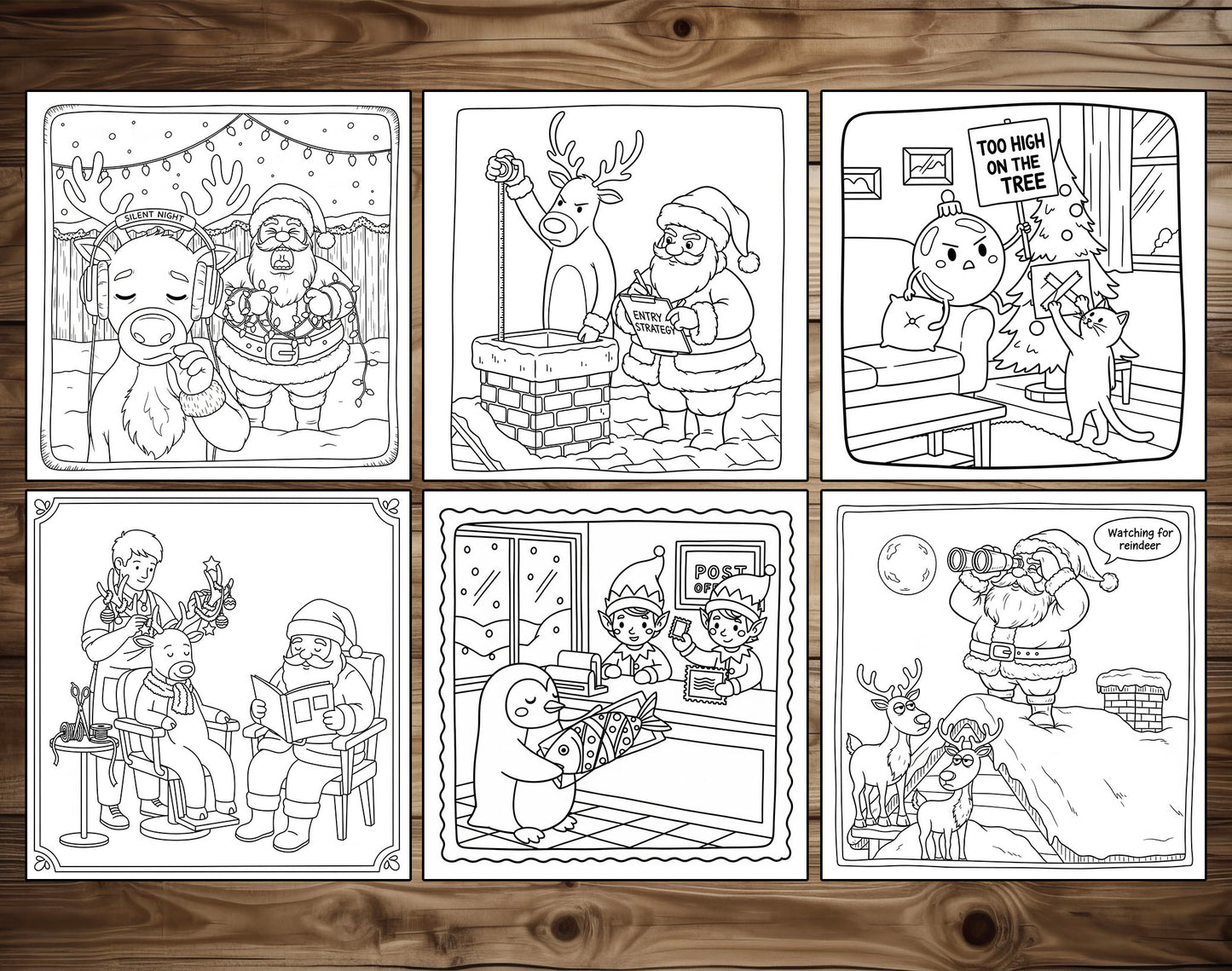 30 Silly Christmas Cute and Simple Coloring Pages - PDF Download