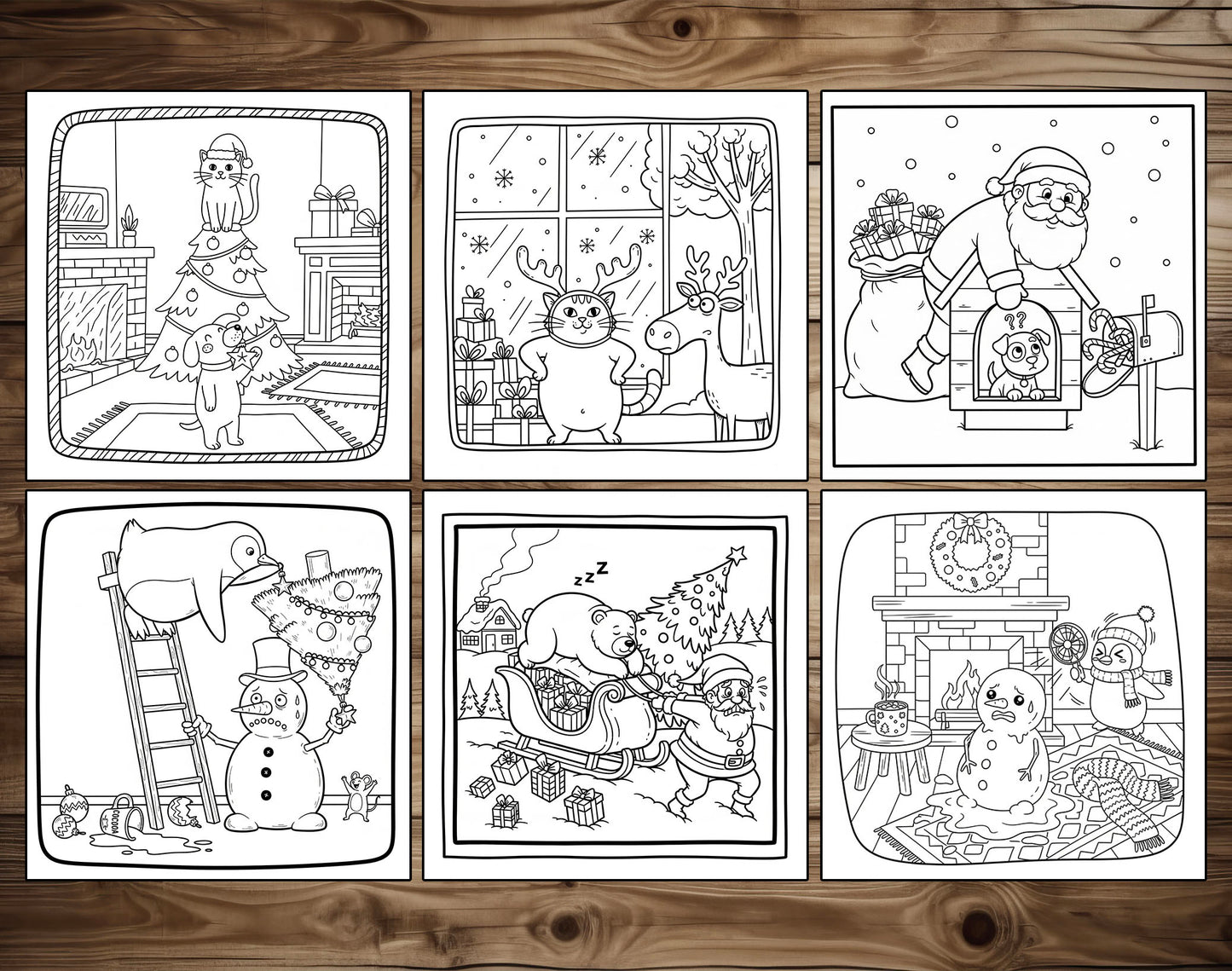 30 Silly Christmas Cute and Simple Coloring Pages - PDF Download