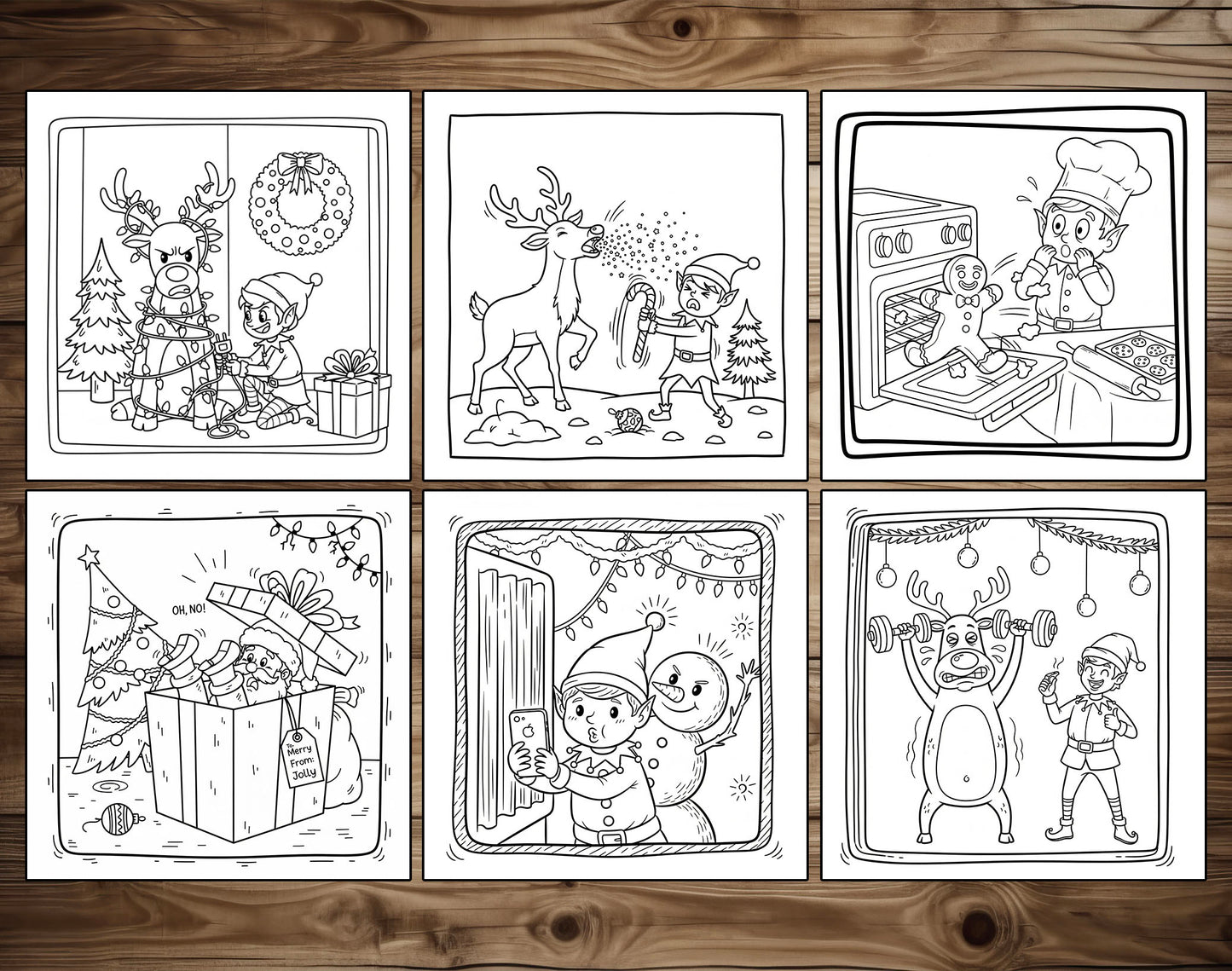 30 Silly Christmas Cute and Simple Coloring Pages - PDF Download