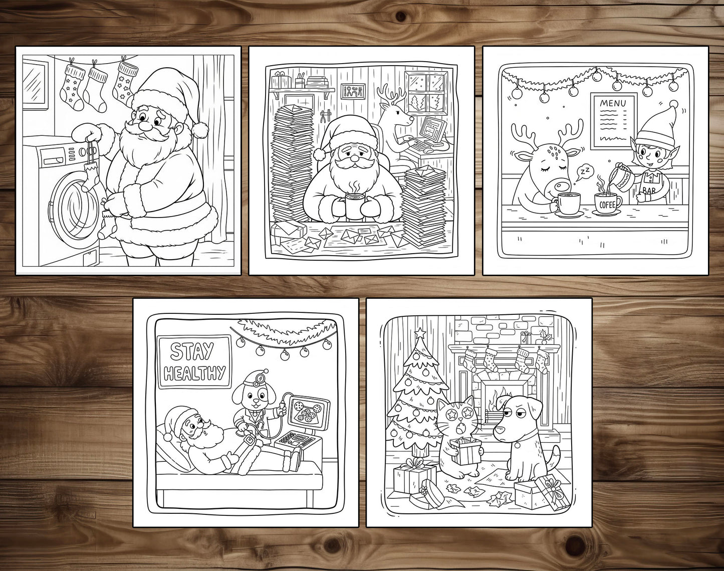 30 Silly Christmas Cute and Simple Coloring Pages - PDF Download