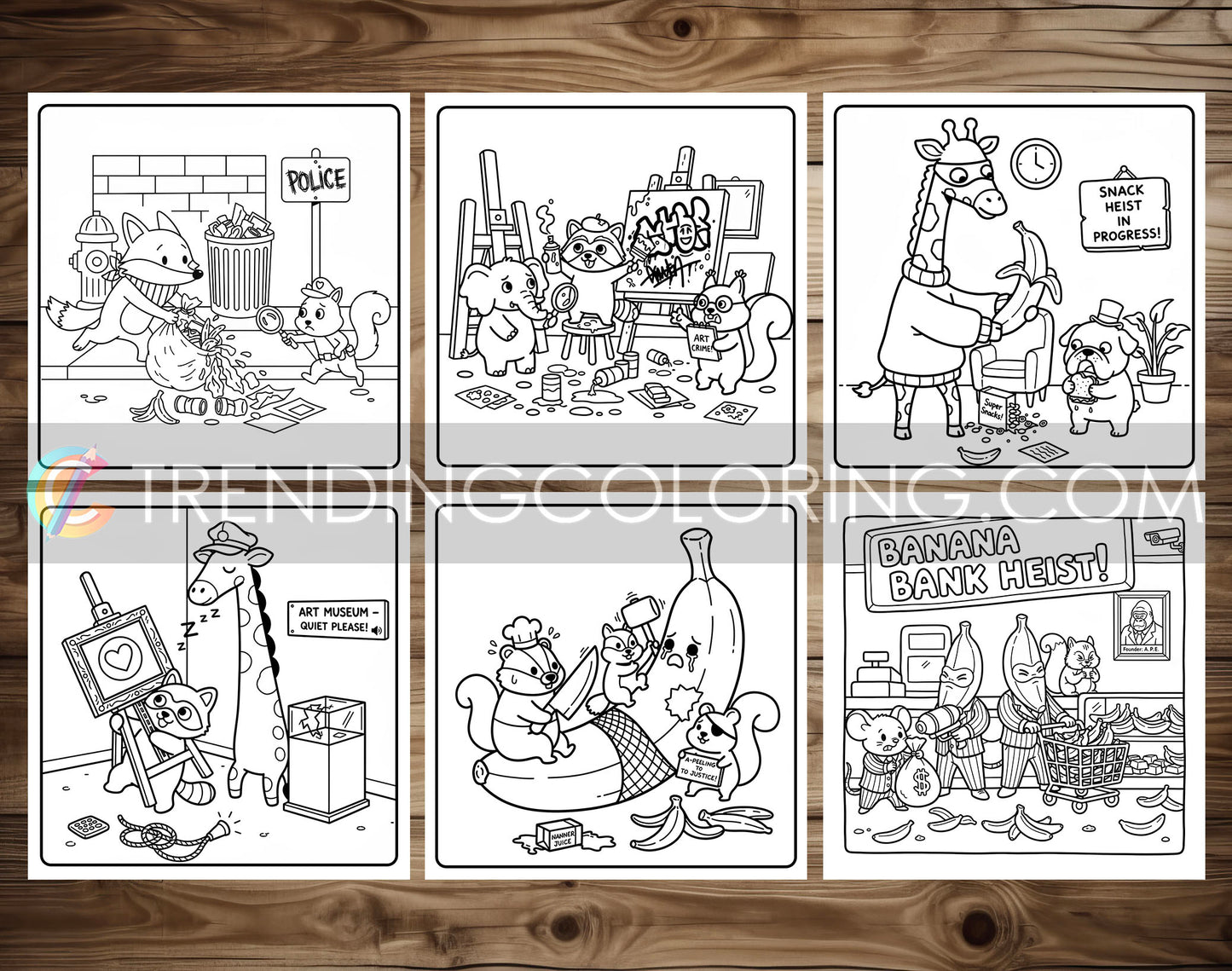 45 Silly Crimes Cute and Simple Coloring Pages - PDF Download