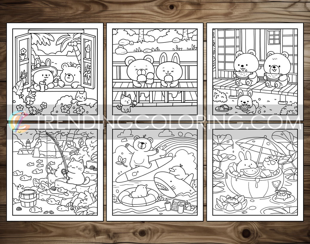 30 Summer Moments Cute and Simple Coloring Pages - PDF Download