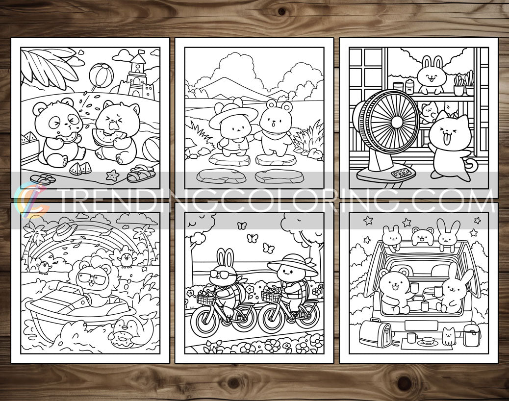 30 Summer Moments Cute and Simple Coloring Pages - PDF Download