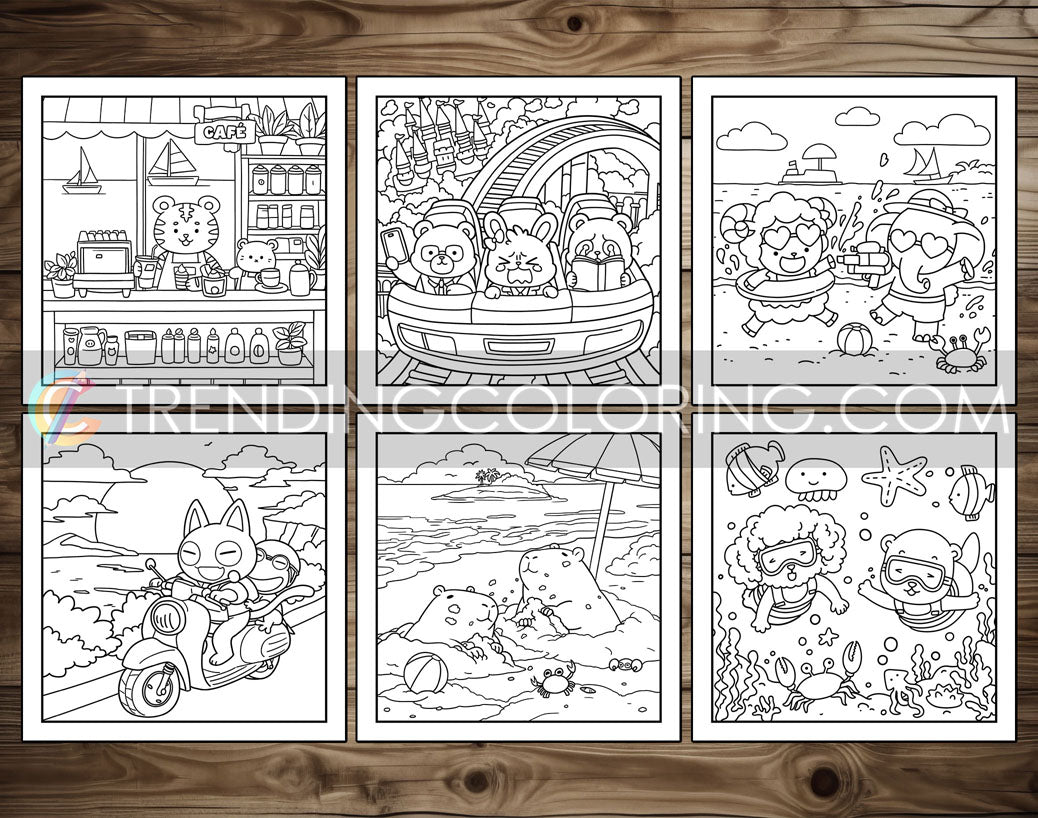 30 Summer Moments Cute and Simple Coloring Pages - PDF Download