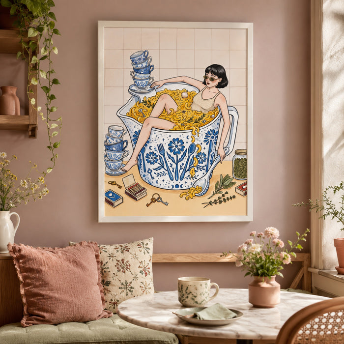 Bathing in Mac and Cheese Wall Art Decor