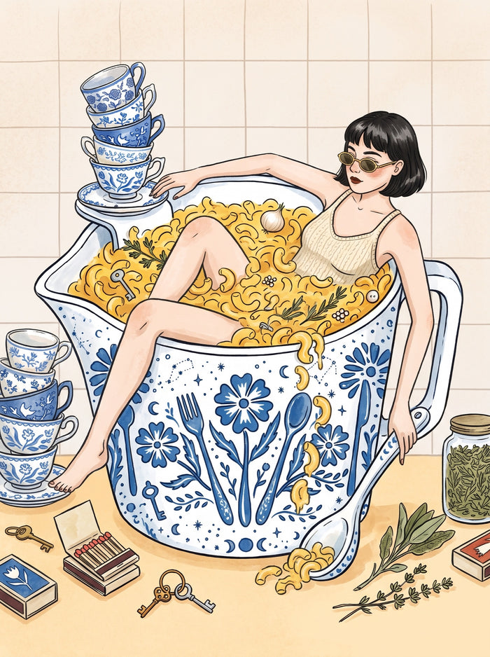 Bathing in Mac and Cheese Wall Art Decor
