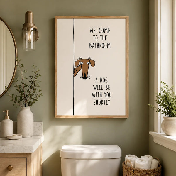 Bathroom Dog Humor Wall Art Decor