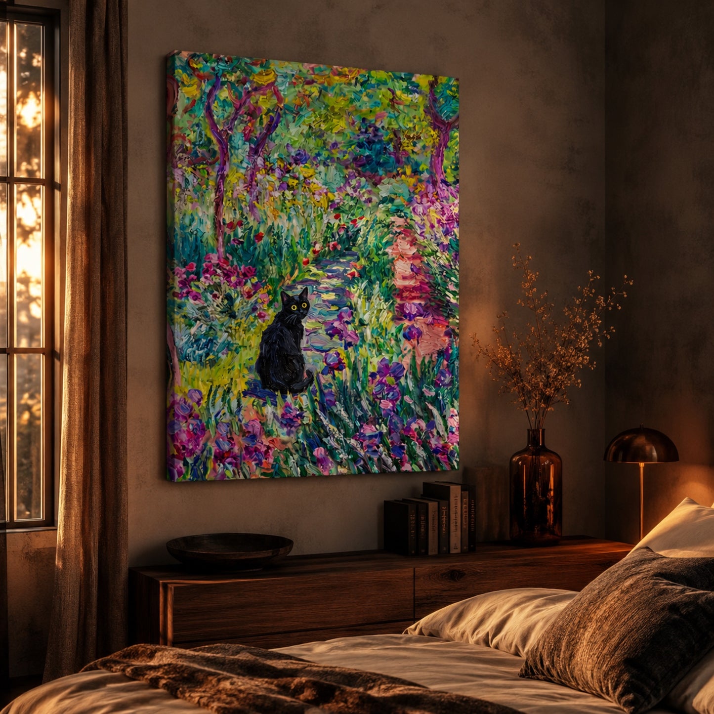 Black Cat on the Garden Path Wall Art Decor preview 11