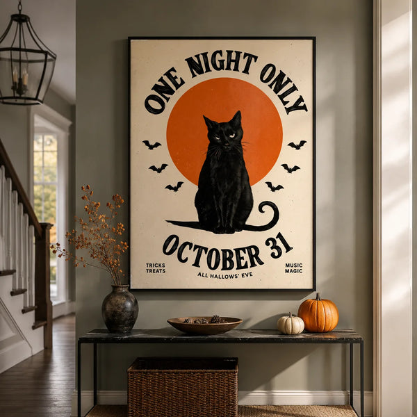Black Cat One Night Only Wall Art Decor
