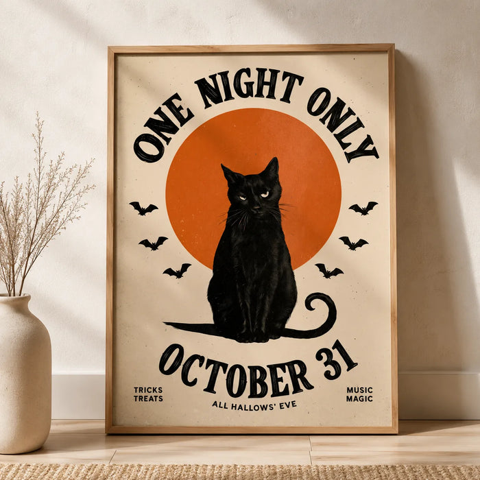Black Cat One Night Only Wall Art Decor