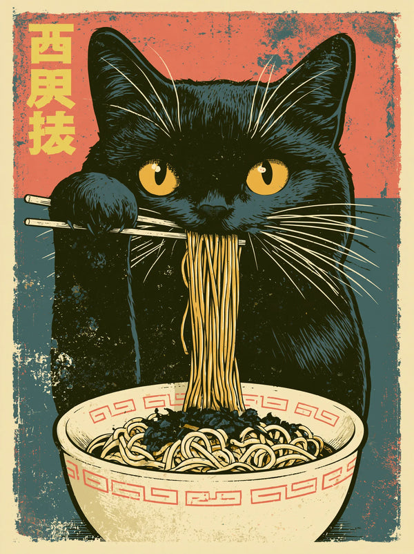 Black Cat Ramen Wall Art Decor