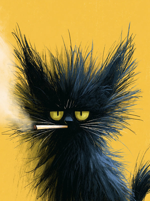 Black Cat Smoking Wall Art Decor