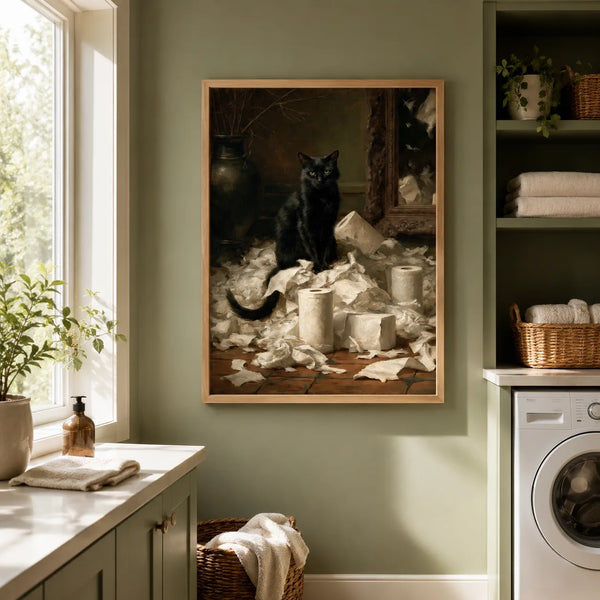 Black Cat Toilet Paper Wall Art Decor