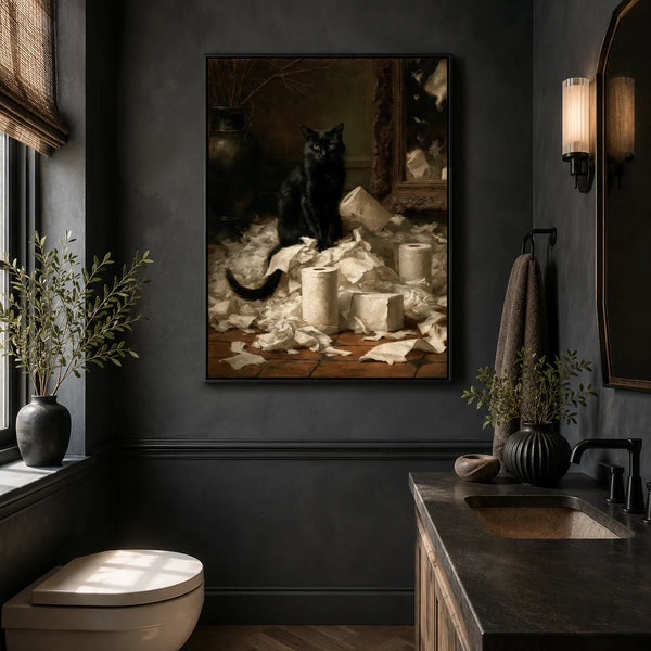 Black Cat Toilet Paper Wall Art Decor