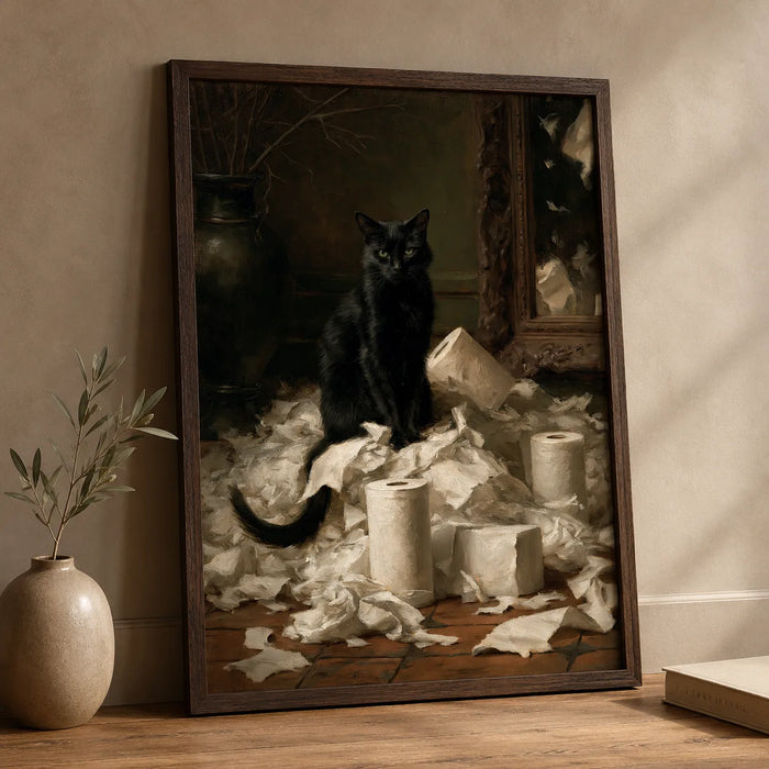 Black Cat Toilet Paper Wall Art Decor