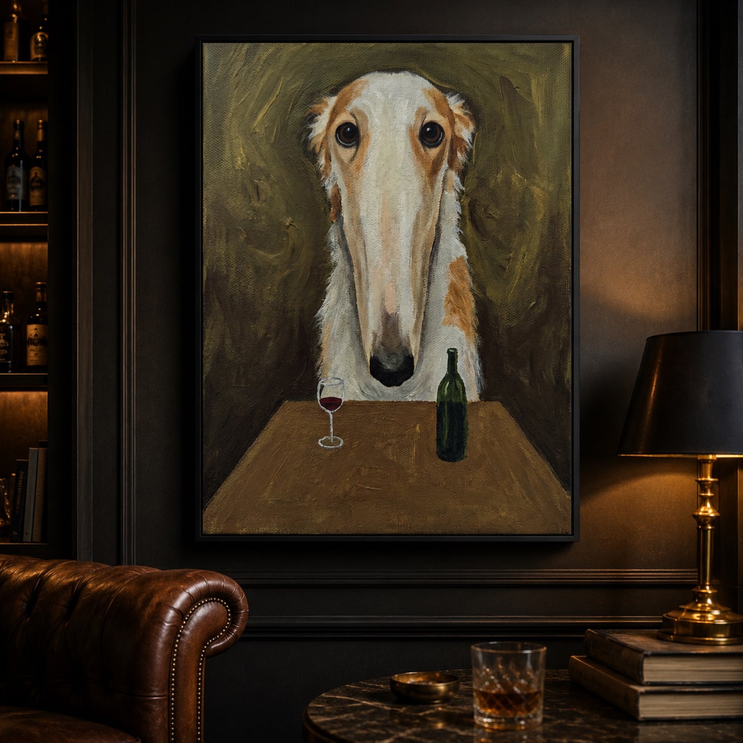 Borzoi and a Glass of Red Wall Art Decor preview 11