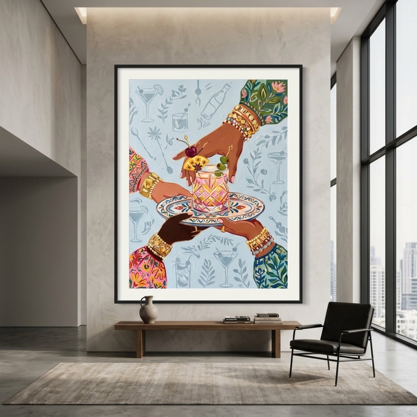 Cheers Cocktail Hands Wall Art Decor preview 11