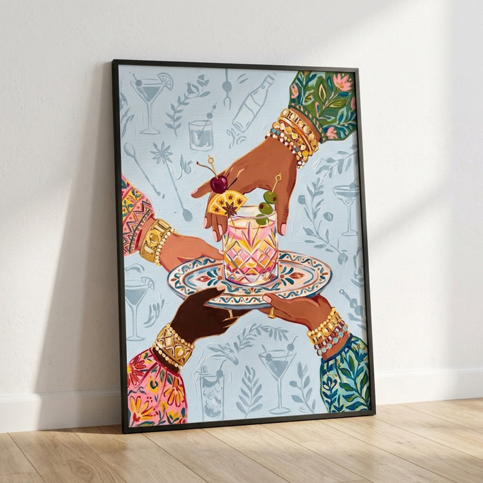 Cheers Cocktail Hands Wall Art Decor