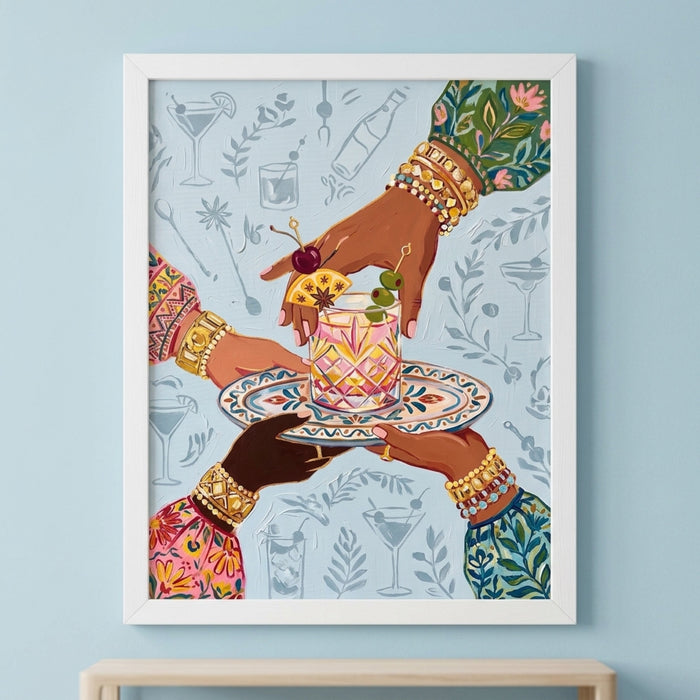 Cheers Cocktail Hands Wall Art Decor