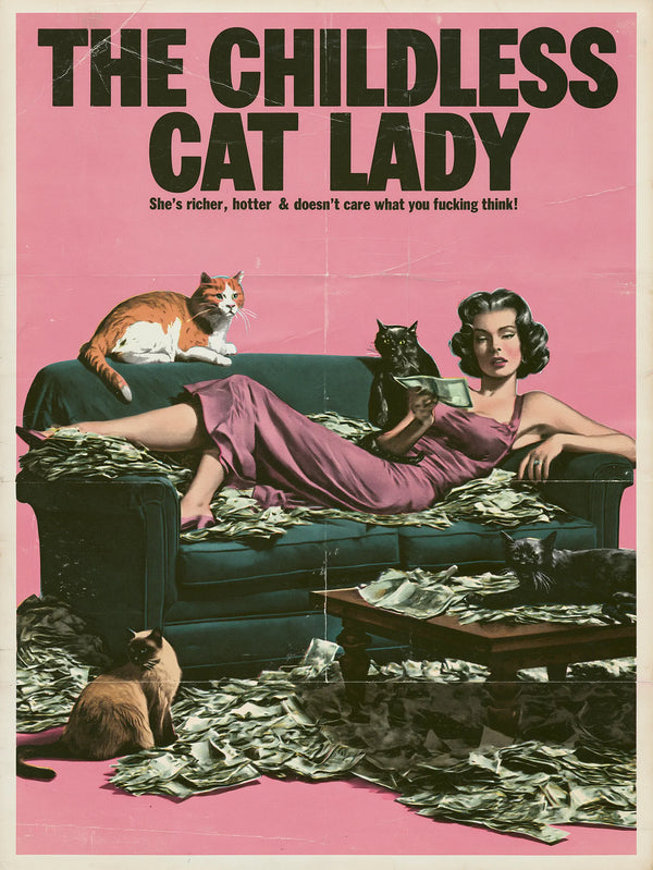 Childless Cat Lady Wall Art Decor