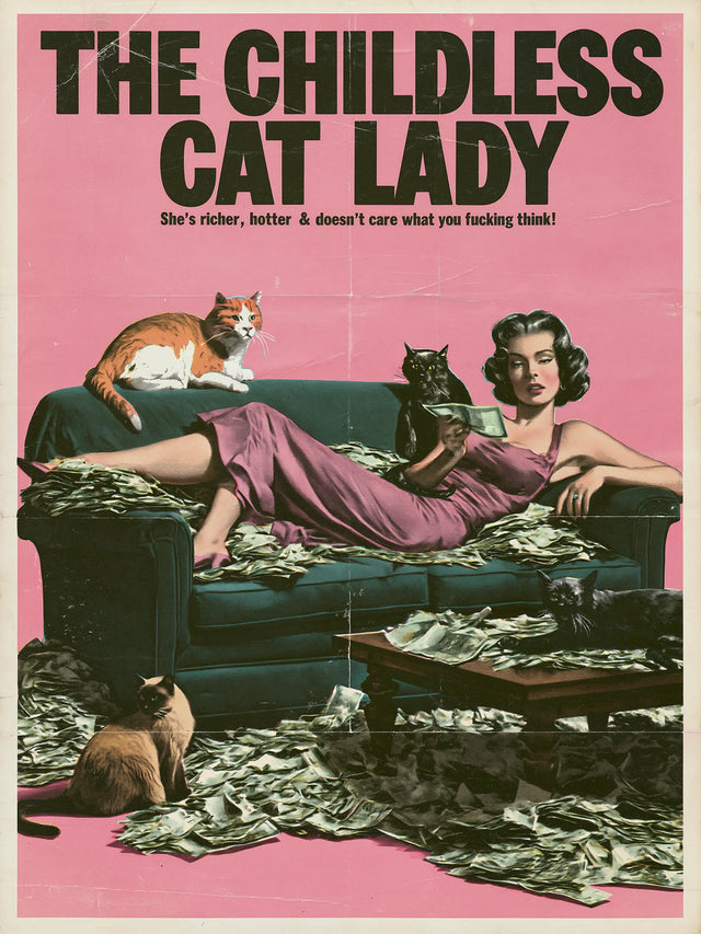 Childless Cat Lady Wall Art Decor