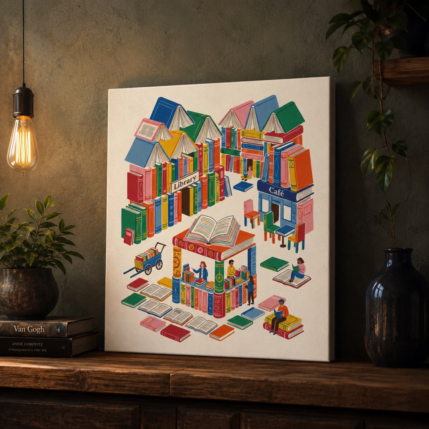 City of Books Reading Village Wall Art Decor preview 11