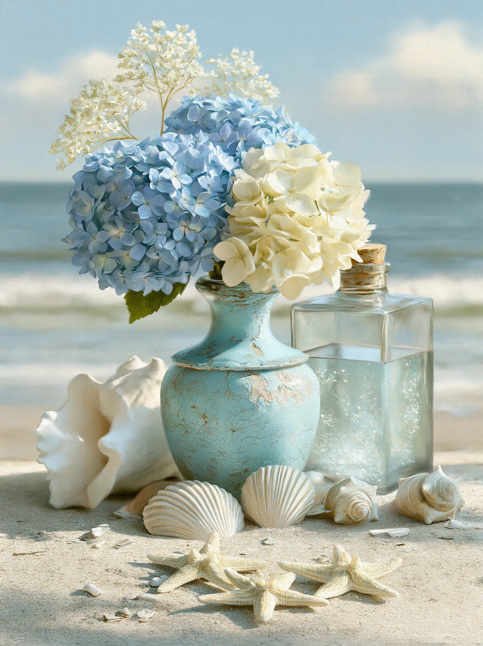 Coastal Hydrangea Seashell Wall Art Decor