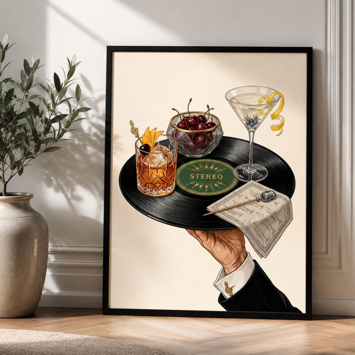 Cocktails on a Vinyl Tray Wall Art Decor