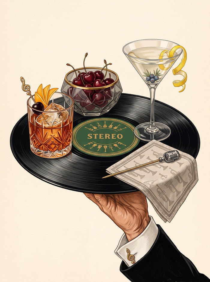 Cocktails on a Vinyl Tray Wall Art Decor