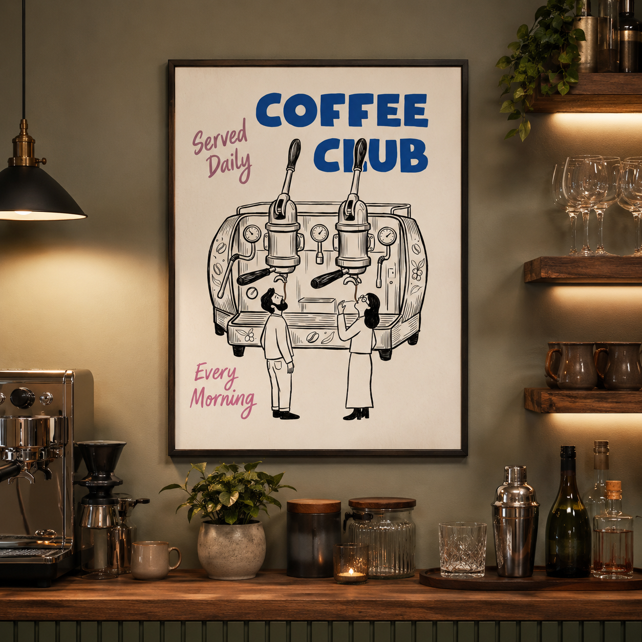 Coffee Club Espresso Machine Typography Wall Art Decor – preview 11