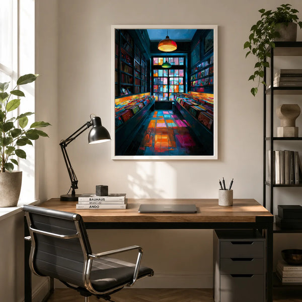 Colorful Vinyl Record Shop Wall Art Decor