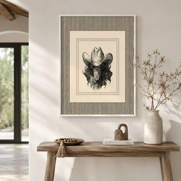 Cowboy Bison Portrait Wall Art Decor