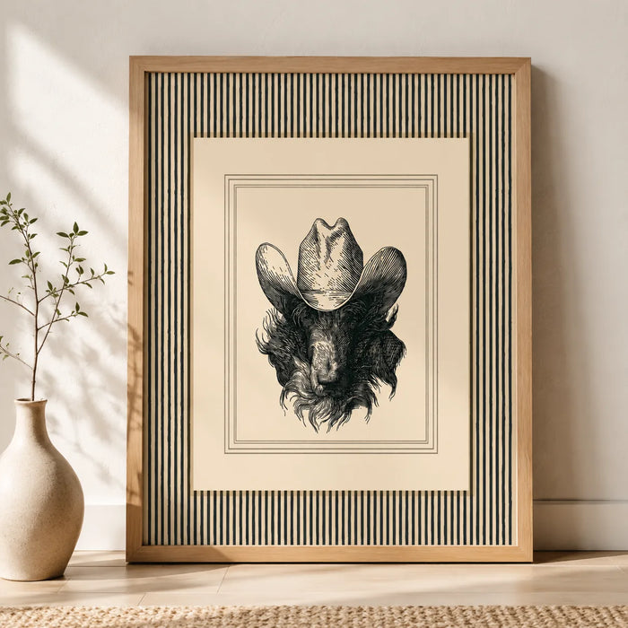 Cowboy Bison Portrait Wall Art Decor