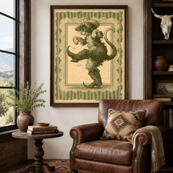 Cowboy Cat Dancing Wall Art Decor