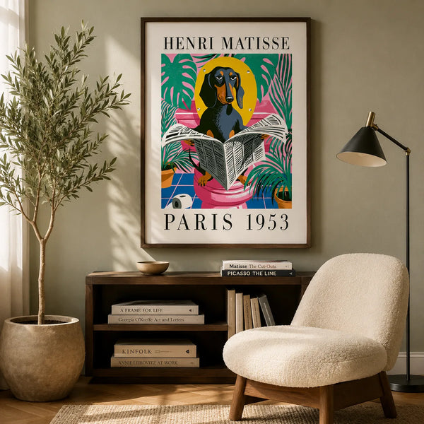 Dachshund Reading Newspaper Wall Art Decor