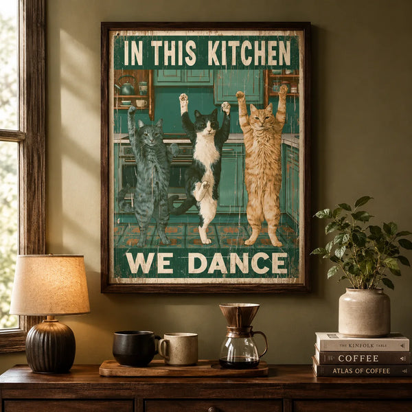 Dancing Cats Kitchen Wall Art Decor