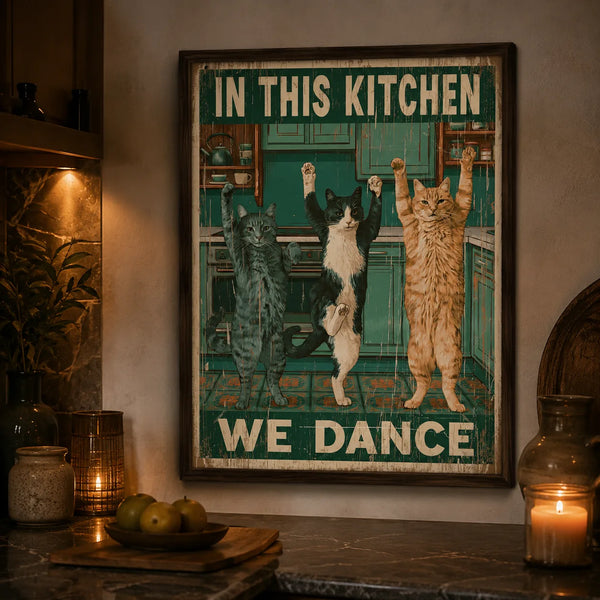 Dancing Cats Kitchen Wall Art Decor