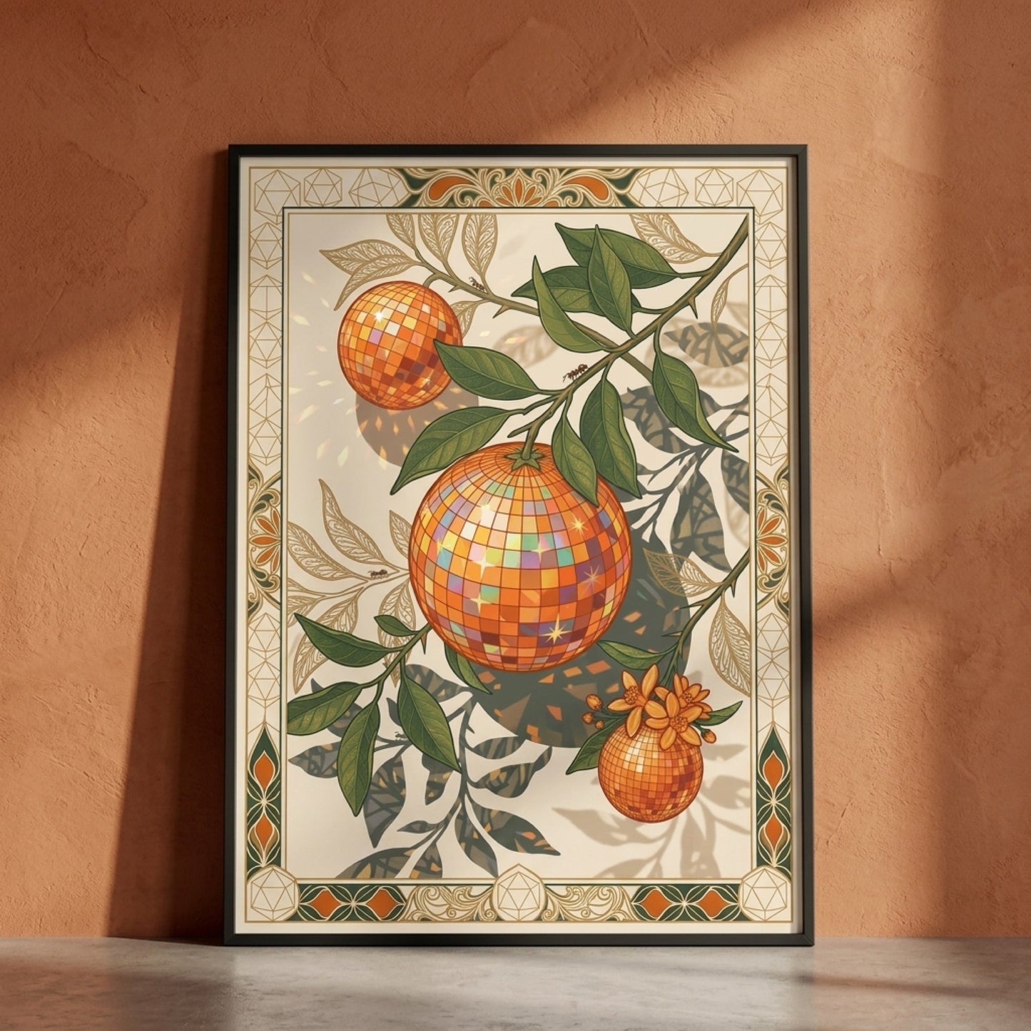Disco Ball Oranges Art Nouveau Wall Art Decor preview 11