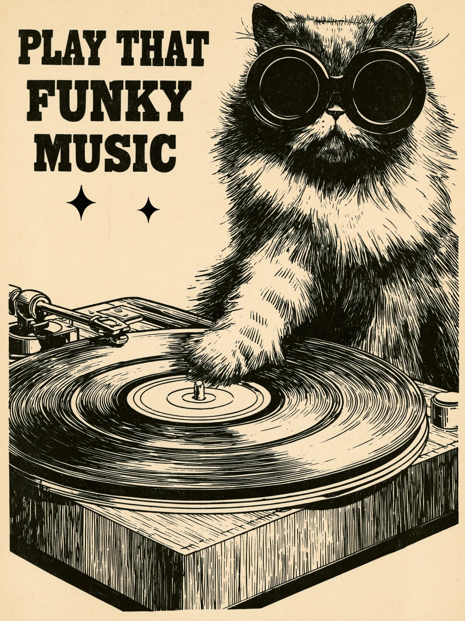 Dj Cat Funky Music Wall Art Decor Retro Music Room – Trending Coloring