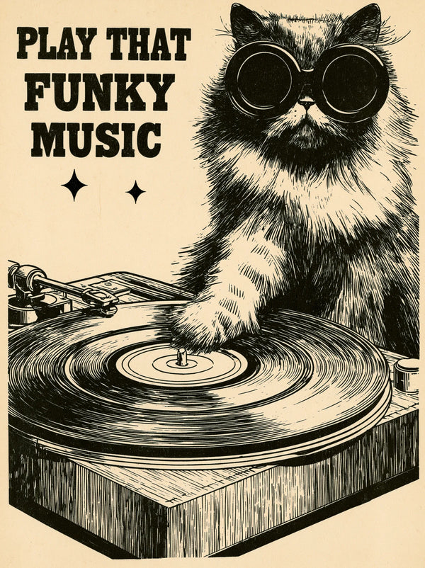 Dj Cat Funky Music Wall Art Decor