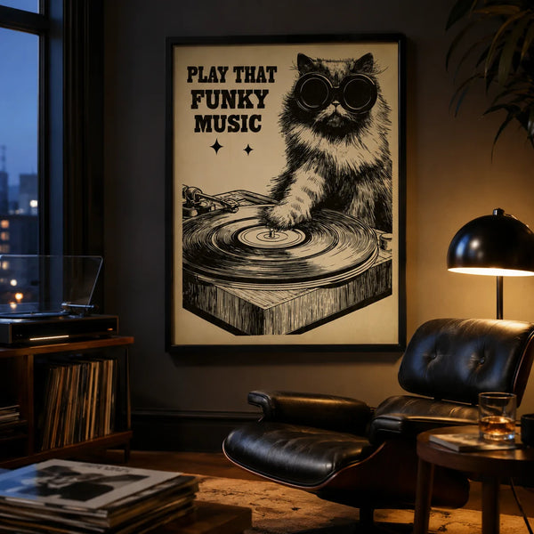 Dj Cat Funky Music Wall Art Decor