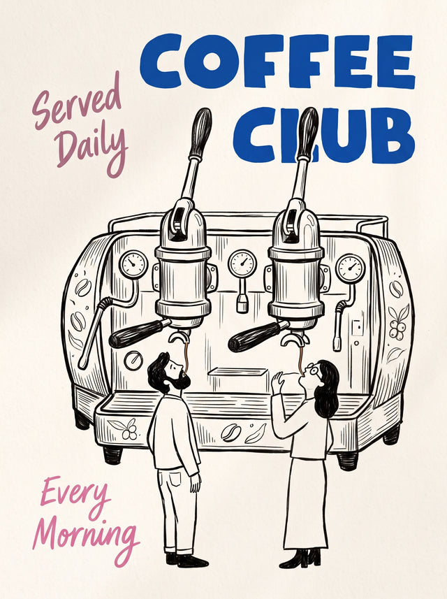 Coffee Club Espresso Machine Typography Art Print Poster